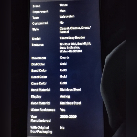 Timex Easy Reader Watch Men Indiglo 35mm Gold Tone Date Stretch Band - Picture 4 of 5